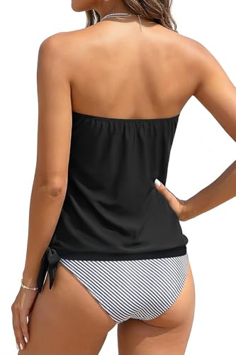 Strapless Tankini Top for Women Swimwear - Black, X-Large