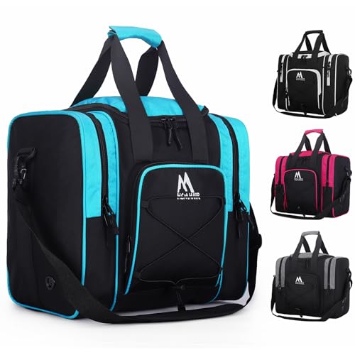 Blue Bowling Ball Bag for Single Ball with Padded Holder and Shoes Up to Men's Size 14