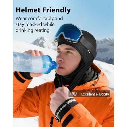 RIGWARL Winter Balaclava Ski Mask for Men Women, Windproof Thermal Fleece Face Cover with Movable Design & Glasses Holes, Warm Neck Hood Gifts for Cold Weather Skiing, Cycling, Running, Outdoor Work