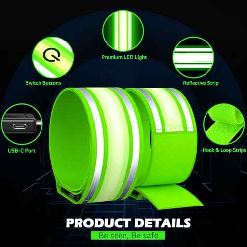 LED Armband Rechargeable for Running(2 Pack),Light Up Arm Bands for Night Walking,Running Lights for Runners,High Visibility Reflective Running Gearr for Night Safety Light Up Wristbands