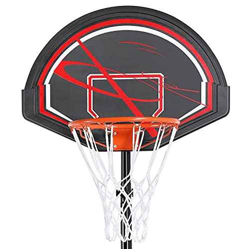 Yaheetech Kids Basketball Hoop Basketball Goals Outdoor Basket Ball Hoop for Kids 7-9ft Height Adjustable Basketball Court with 32'' Backboard for Youth