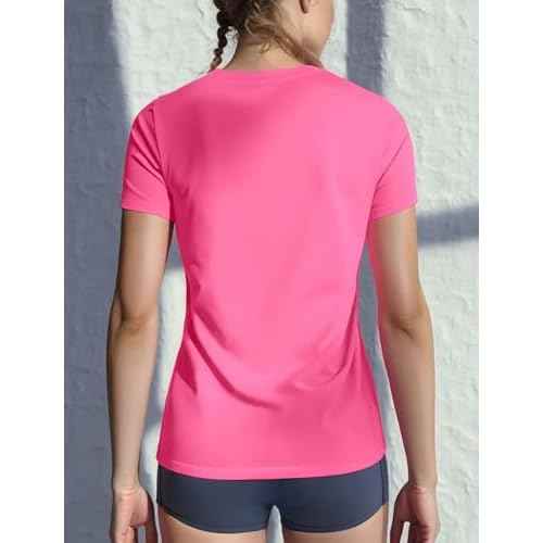 Zengjo Womens Running Shirts Quick Dry Short Sleeve Workout Yoga Tops V Neck Athletic Tees Sports Exercise Wicking T-Shirt