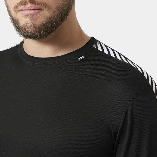Helly Hansen Men's HH LIFA Stripe Crew Base Layer, 998 Black, Small