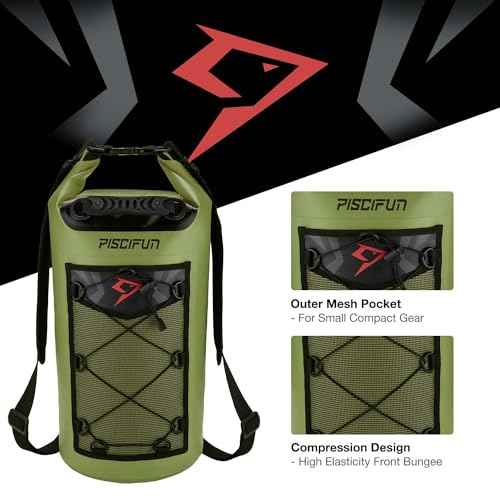 Piscifun Dry Bag, Waterproof Floating Backpack 10L/20L/30L/40L with Waterproof Phone Case for Boating, Kayaking, Fishing