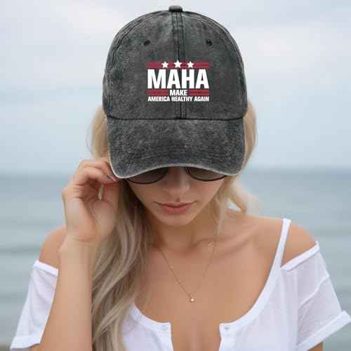 zcyhtqp, Maha Make America Healthy Again, Funny Baseball Cap, Maha Hat,Patriot Cap, Dad Hat, Funny Trucker Hats with Sayings, Humor Caps, Adjustable Cotton Baseball Cap Black