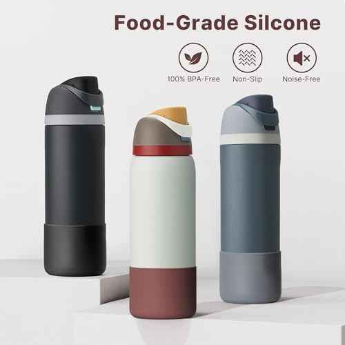 Silicone Water Bottle Boot for Owala 32 oz, Anti-Slip Protective Sleeve for Owala Twist & FreeSip & Flip Stainless Steel Water Bottle, Boot Bottom Base for Owala (Reddish Brown)