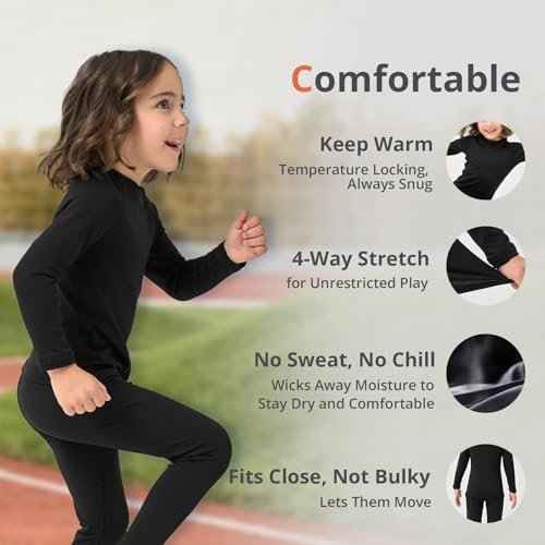 2T-6Y Fleece Lined Toddler Thermal Top, Thermal Underwear for Kids Toddler Base Layer Shirt for Boys Girls