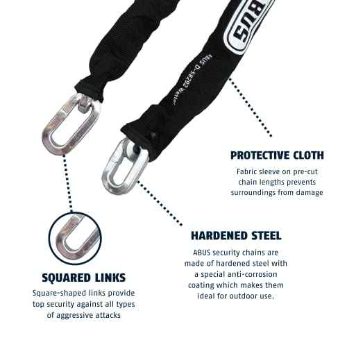 ABUS Hardened Steel 8KS 6 Foot x 5/16" Thick Square Security Chain for Bikes, Containers, Trailers, ATV's, Motorcycles and Personal/Industrial Property
