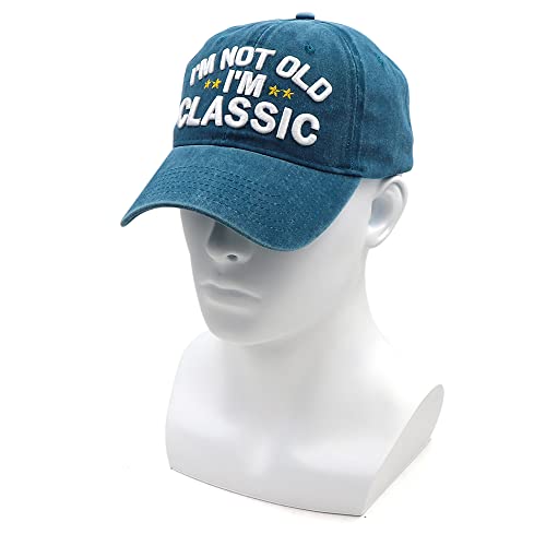 Funny Retirement Birthday Hat for Men Women I'm Not Old Classic Baseball Cap - Blue Washed