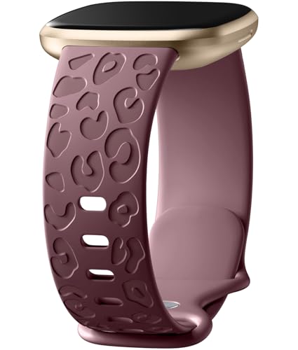 Odbeai Leopard Pattern Watch Band for Fitbit Versa 4 Sense 2 - Smoke Violet