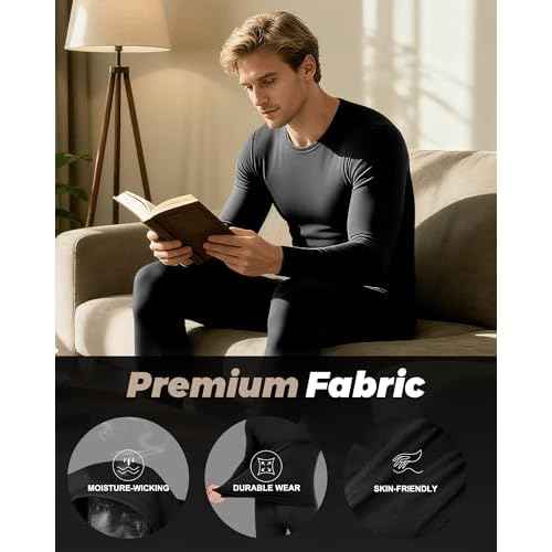 WEERTI Thermal Underwear for Men Long Johns with Fleece Lined Base Layer Men Cold Weather Top Bottom
