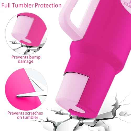 Silicone Boot for Stanley Cup 40 oz Accessories Sleeve Boots Bottom Protector & Replacement 12¡± Straw Set Compatible for Stanley Tumbler Quencher with Handle Full Body Case Anti-Slip