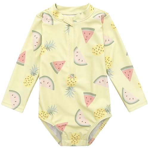 Gerber girls Toddler Long Sleeve One Piece Rashguard Swimsuit