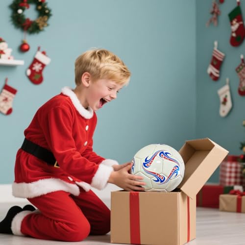 Soccer Ball Size 3 Practice Training Ball for Boys Girls - White, Anti-Explosion Leather