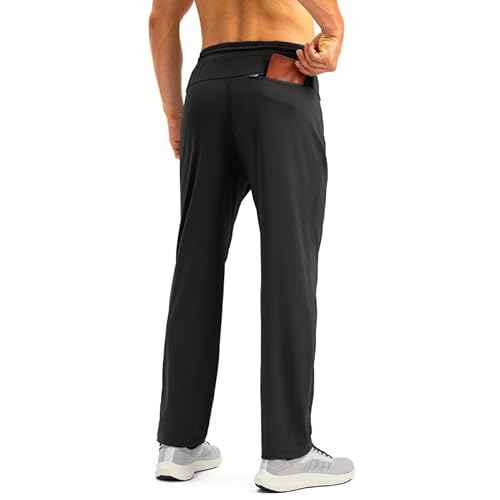 Pudolla Men's Athletic Pants with Zipper Pockets Stretch Workout Sweatpants Lightweight Running Joggers for Men