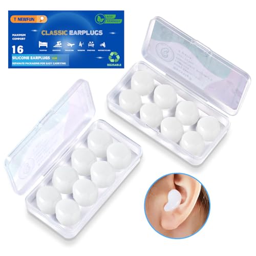 Moldable Silicone Ear Plugs for Sleep Swimming Shooting & Travel - 16 Packs, White