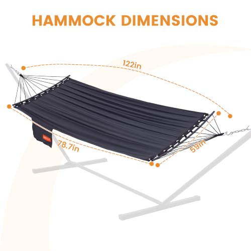 Lazy Daze Portable Camping Hammock Grey with Curved Spreader Bar - Black Grey Variation