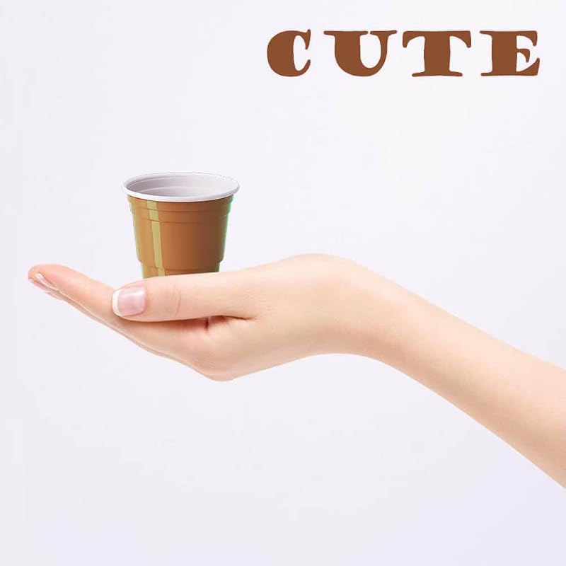 2 oz Mini Gold Shot Cups (100 Ct) - Disposable Party Tastings Cups, Gold