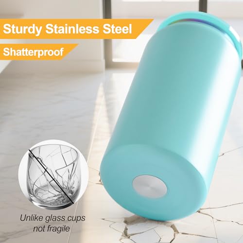 Matte Color Stainless Steel Cups with Lids and Straws - 16 oz, Set of 6
