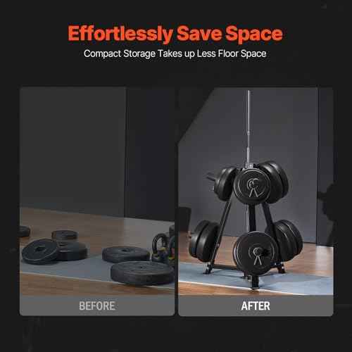 VEVOR Weight Plate Rack, Weight Plate Tree for 2-Inch Weight Plates, Standard Weight Plate Tree, 300 lbs Load Capacity Weight Storage Holder, Home Gym Barbell Rack Storage Stand, Black
