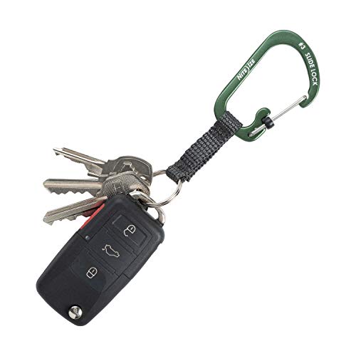 Locking Carabiner Keychain with Webbing Strap - Olive