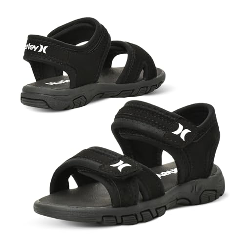 Hurley Toddler Water Shoes Big Kid Black Open Toe Beach Sandals - Lightweight & Breathable