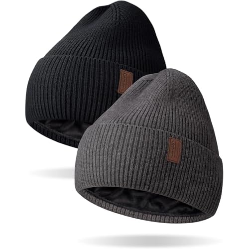 Winter Beanie for Men Women Fleece Lined Beanies Hats Soft Warm Winter Hat Thick Knit Hat for Daily Skiing Outdoor Activities
