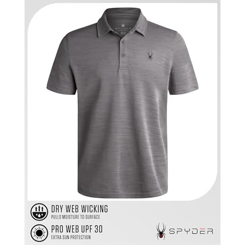 Spyder Mens Golf Shirts - Lightweight Moisture-Wicking Athletic Performance Collared Short Sleeve Polo Shirts for Men