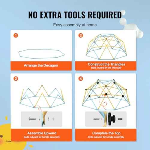 VEVOR Climbing Dome, 6FT Jungle Gym for Kids 3 to 9 Years Old, Geometric Dome Climber Play Center Supports 600LBS and Easy Assembly, with Climbing Grip, Outdoor and Indoor Play Equipment for Kids