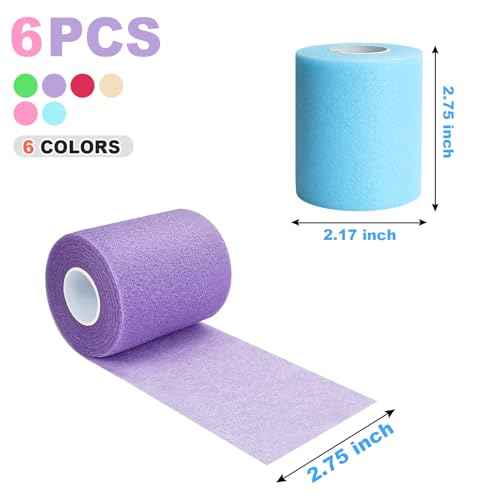 Prewrap Athletic Tape,6 Roll Pre wrap Headbands for Hair Soccer,Foam Underwrap Sports Wrap for Ankles Wrists Hands Knees Elbows 2.75 Inches X 12 Yards