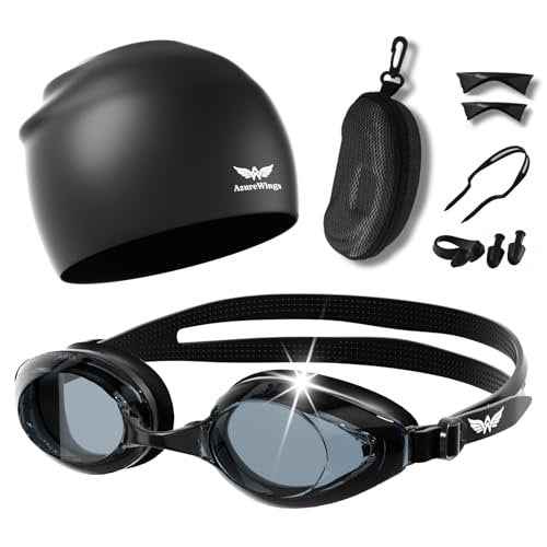 6 in 1 Swim Goggles for Men & Women,Upgraded Anti-Fog UV Swimming Goggles,No Leak Comfort Fit HD Adult Goggles