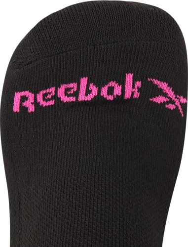 Reebok Womens No Show Socks 6 Pack Black - Moisture Wicking Cushioned Low Cut