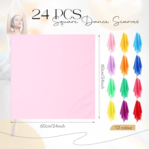Colorful Chiffon Juggling Scarves - 24 x 24 Inches Bulk Set of 24 - Dance & Performance Props Variation of THIS listing