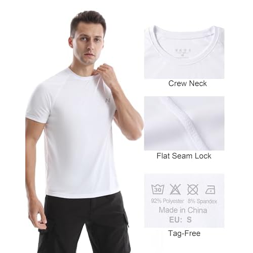 isnowood UPF 50+ Swim Shirts for Men, Sun Protection Short Sleeve Rash Guard Mens Quick Dry Surf Athletic Beach Shirt