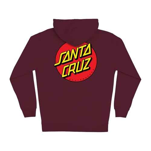 SANTA CRUZ Men's Midweight Zip Up Hooded Sweatshirt Classic Dot Skate Zip Up Sweatshirt