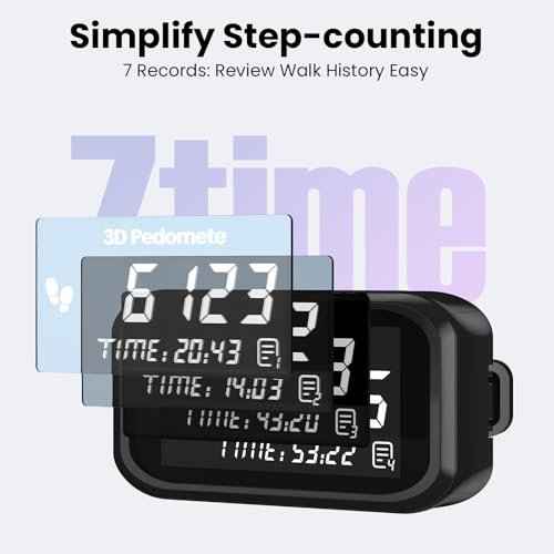 3D Pedometer for Walking, Accurate Step Counter with LCD Display for Step Calorie Tracker Clip-On Wearable Pedometer Daily Activity Data Monitor Rechargeable Portable Fitness Tracker Device