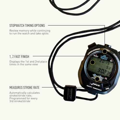 FINIS Waterproof Stopwatch for Swim Training - 300 Split Memory - Stroke Rate Mode - Easy-Read Display