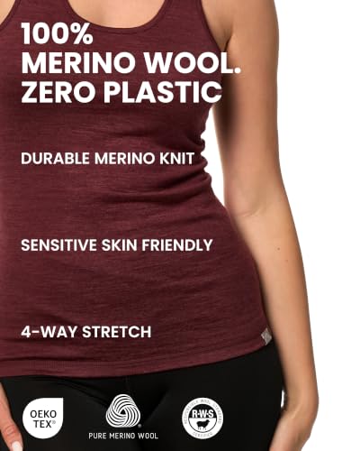 Medium Black Merino Wool Tank Top Women - Active Sleeveless Base Layer