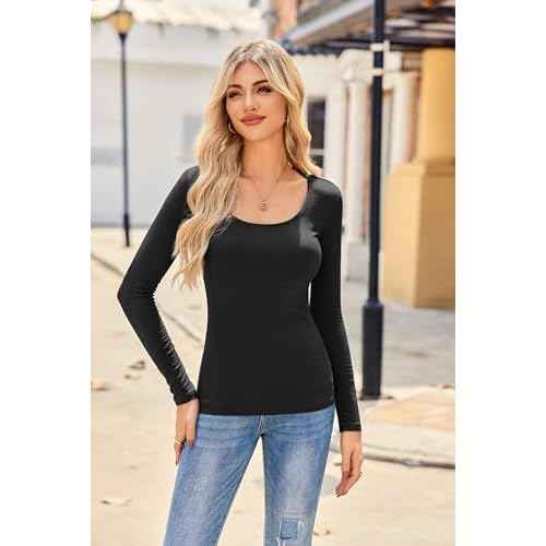 Zeagoo Womens Long Sleeve Henley T Shirts Button Ribbed Knit Slim Fitted Tee Tops Basic Casual Work Blouse XS-XXL