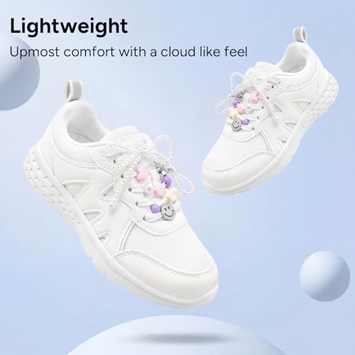 Stelle Girls Tennis Shoes Kids Sneakers - Big Kid White with Charms
