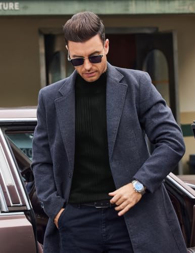 Men's Black Medium Fleece Thermal Mock Turtleneck Long Sleeve Shirt - Slim Fit