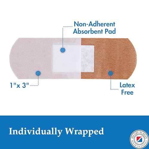 Henry Schein Sterile Adhesive Fabric Bandages, 1" x 3" ? Box of 400 Flexible, Breathable Strips ? Soft, Stretchable Wound Covers for First Aid, Medical Use, Clinics & Emergency Kits