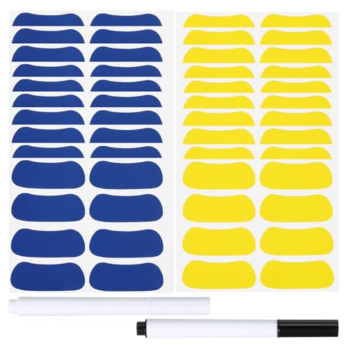 Sports Eye Black Stickers for Game Day - Blue and Yellow, 80 Pairs with Pencil