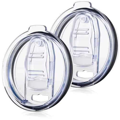Tumbler Lid Replacement 2 Pack for 20 oz Tumblers - Compatible with Yeti Rambler & More 3.2" Mugs, Spill Proof and Splash Resistant Crystal Clear Sliding Lids, BPA-Free, Straw Friendly