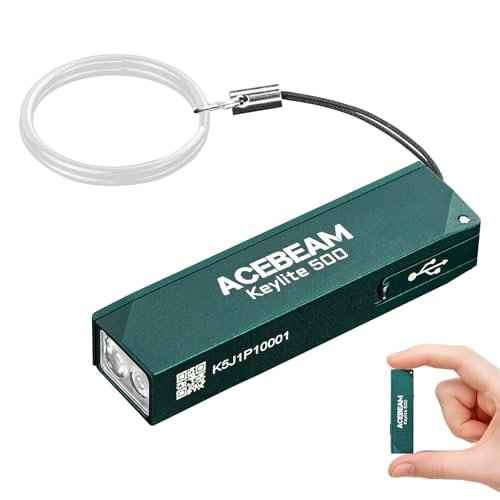 ACEBEAM Keylite 500 High Lumens Keychain Flashlight Rechargeable, Ultra-Compact Flat Pocket EDC Flashlight with Dual LEDs, 6 Modes, Type-C Charging, Small MINI Flash Light for Emergency, Home, Outdoor