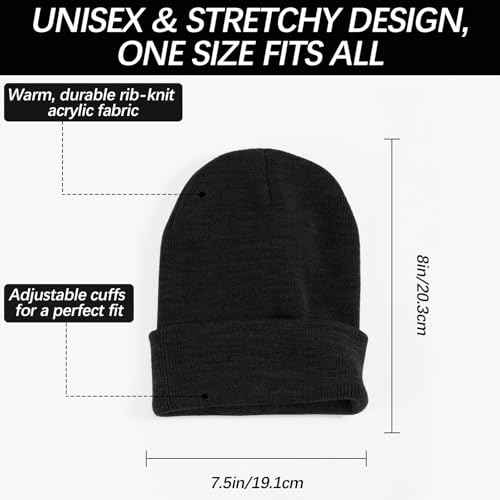 Beanie Hats for Men Beanie for Women Winter Knitted Hat Stocking caps, Soft Ski Hat Warm Blank Black