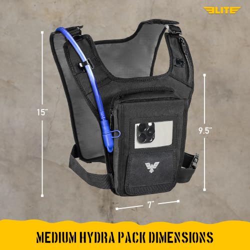 Elite Hydra Running Chest Pack with Phone Holder & Water Bladder - Black / Medium