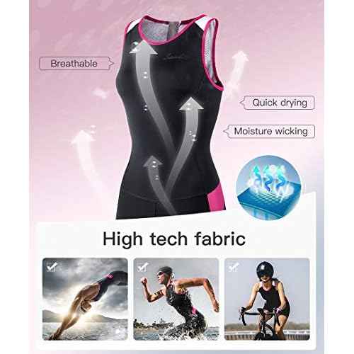 Women's Triathlon Suit One-Piece Sleeveless Tri Suit Padded Quick-Dry Slimming for Running Swimming Cycling