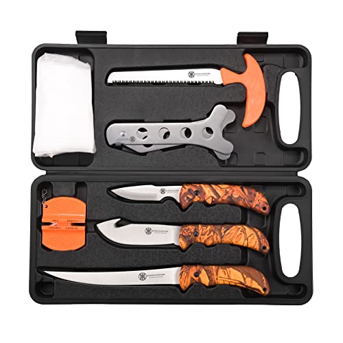 Hunting Deer Knife Set with Field Dressing Kit - Portable Game Processing Tools