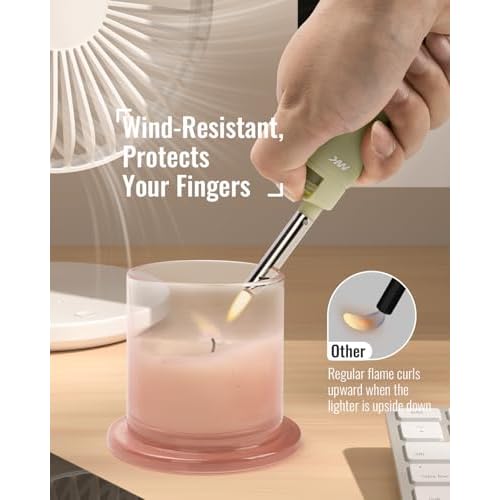 MK Candle Lighter, Butane Refillable Wind-Resistant Flame, 5-Pack for BBQ, Camping, Outdoor Use (Pastel-5pc)